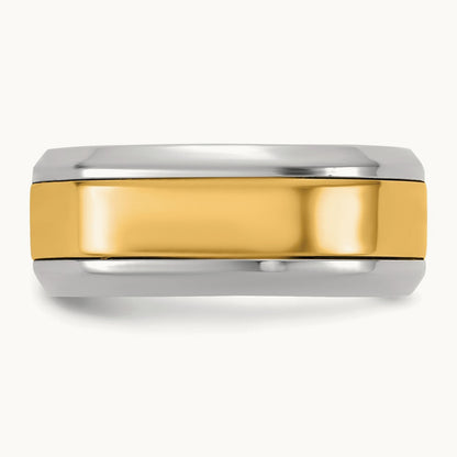 W/Y Beveled Edge Wedding Band, 8mm, 14K Two-tone