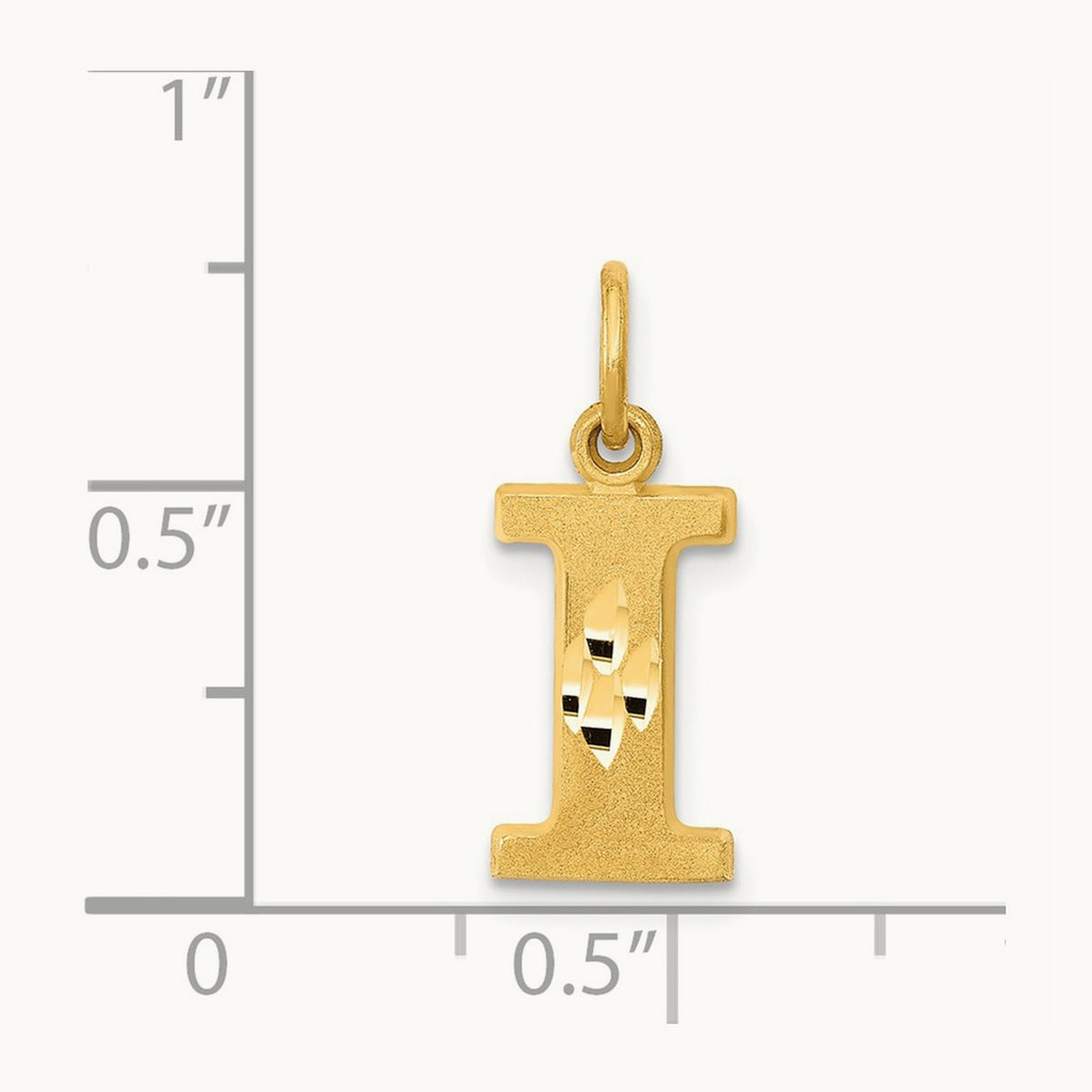 Satin Diamond-cut Initial Charm — 14K Yellow Gold, I