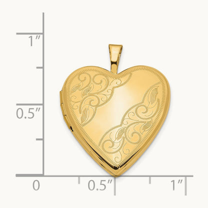 Swirl Heart Locket, 20mm, 14K Yellow Gold