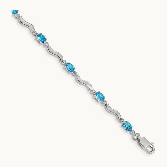 Fancy Diamond and Blue Topaz Bracelet — 14K White Gold
