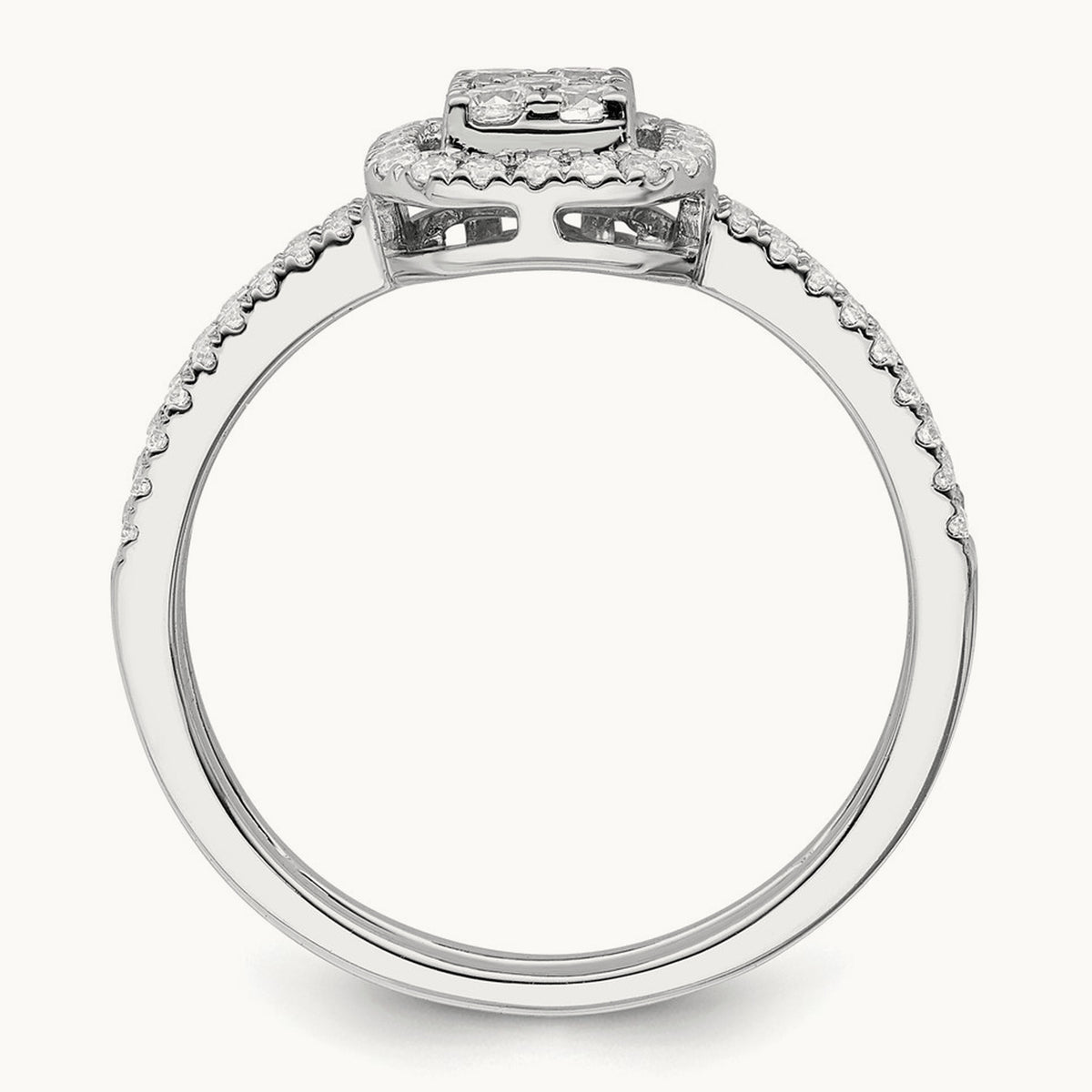 Rectangle Halo Cluster Engagement Ring, 0.50 ct tw