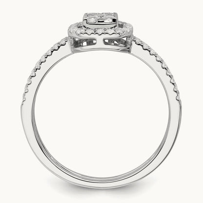 Rectangle Halo Cluster Engagement Ring, 0.50 ct tw