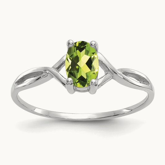 Peridot Birthstone Ring, 14K White Gold