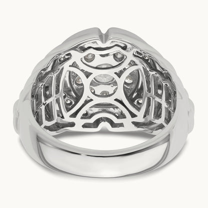 Men's Cluster Ring, 1.25 ct tw Lab-Grown Diamond — 10K White Gold