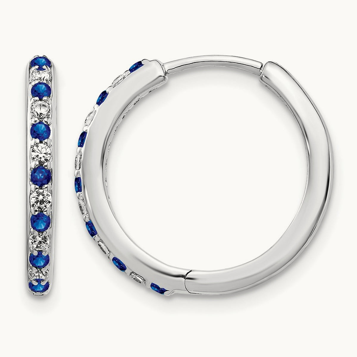 Diamond and Sapphire Hinged Hoop Earrings — photo set