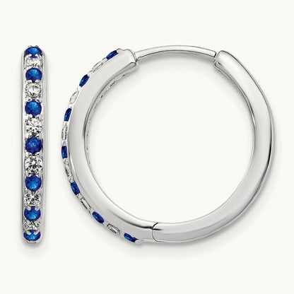Diamond and Sapphire Hinged Hoop Earrings — photo set