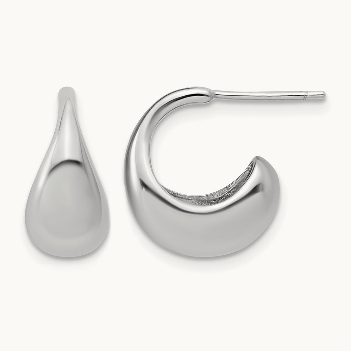 RH-Plated Polished J-Hoop Earrings, Sterling Silver — Leslie's