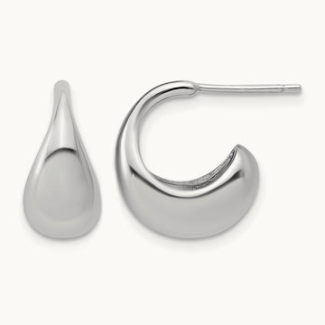 RH-Plated Polished J-Hoop Earrings, Sterling Silver — Leslie's