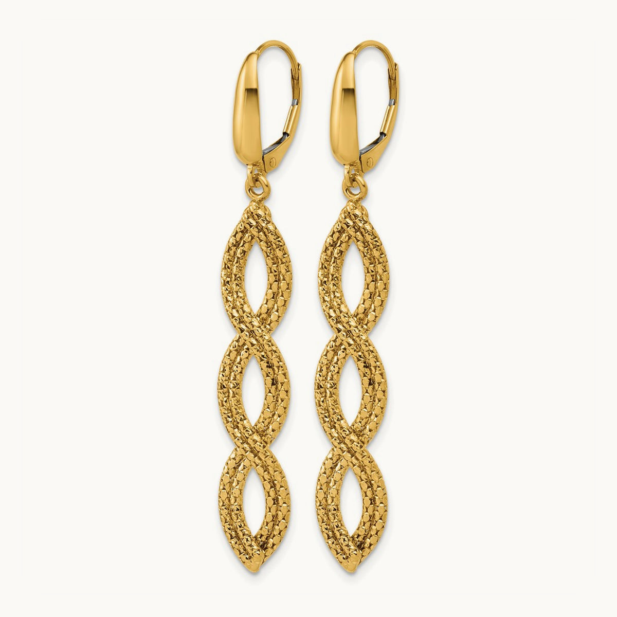 Polished Fancy Woven Dangle Leverback Earrings, 14K — Leslie's