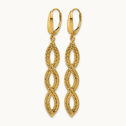Polished Fancy Woven Dangle Leverback Earrings, 14K — Leslie's