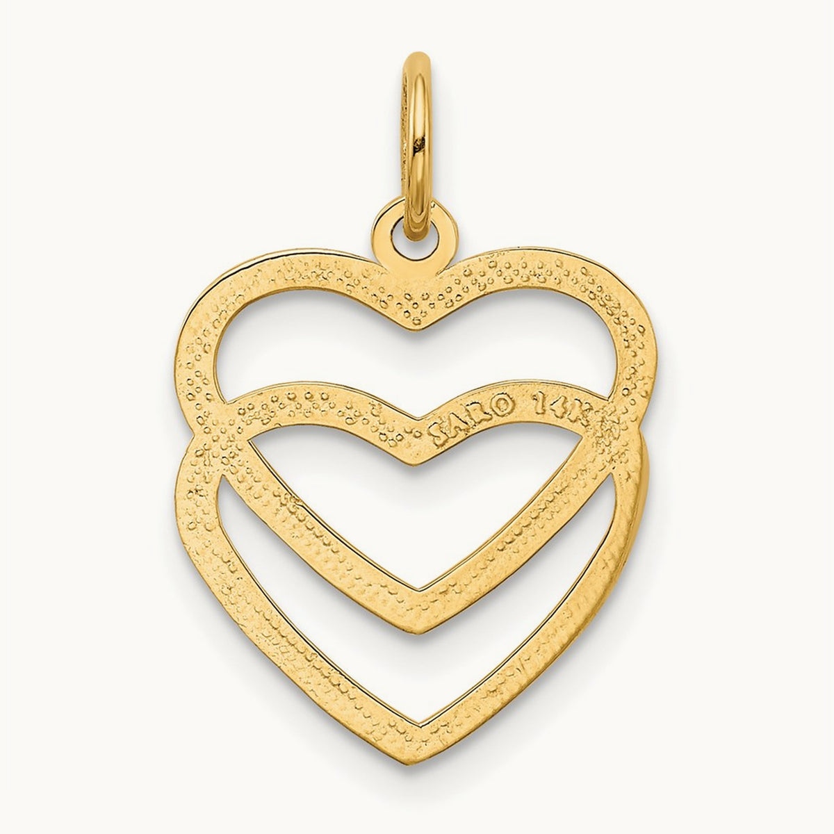 Polished Double Heart Pendant, 14K