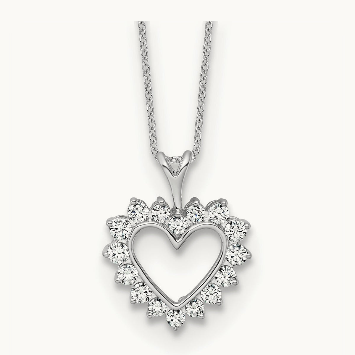 Heart Pendant Necklace, 0.50 ct tw Lab-Grown Diamond — 14K White Gold