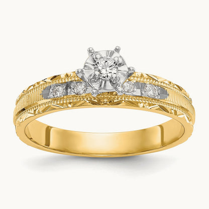 AA Quality Trio Complete Engagement Ring, 14K