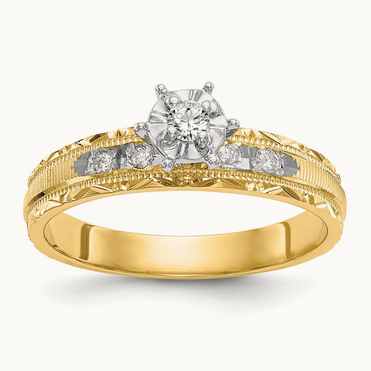 AA Quality Trio Complete Engagement Ring, 14K