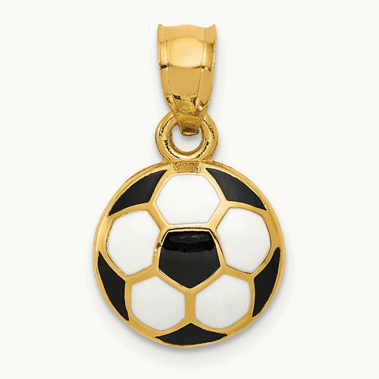 Enameled Soccer Ball Pendant, 14K