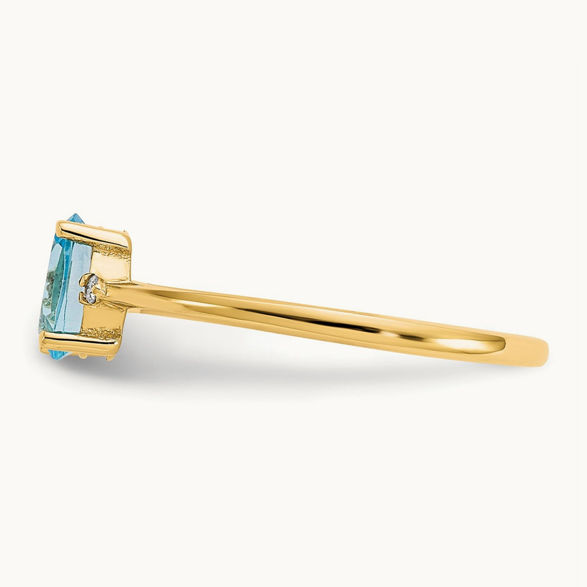 Diamond & Blue Topaz Birthstone Ring — 14K Yellow Gold, 6
