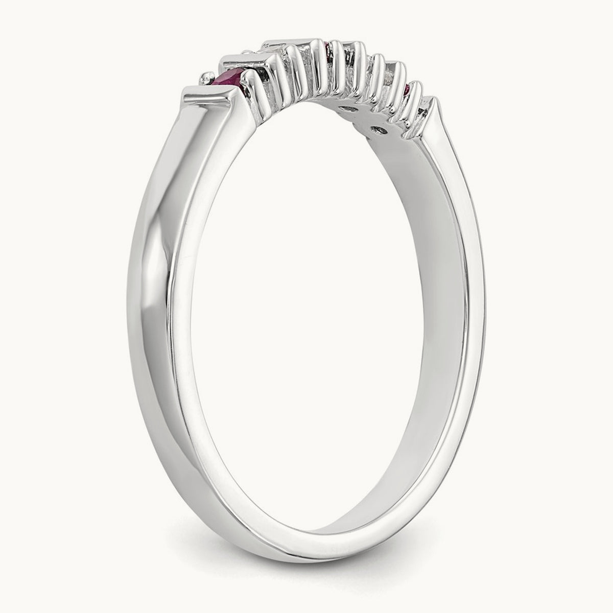 Diamond with Ruby Band — 14K White Gold, 0.08 ct, 7