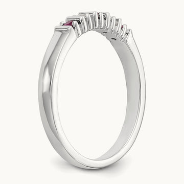 Diamond with Ruby Band — 14K White Gold, 0.08 ct, 7
