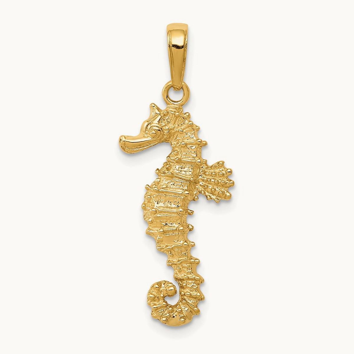 Polished Open-Backed Seahorse Pendant — 14K Yellow Gold