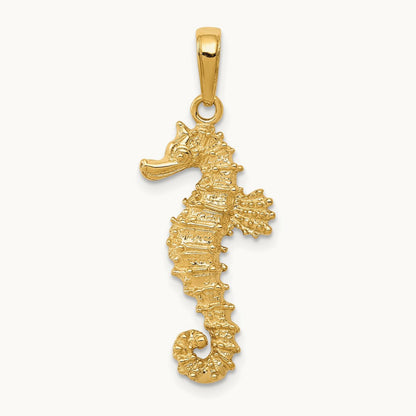 Polished Open-Backed Seahorse Pendant — 14K Yellow Gold