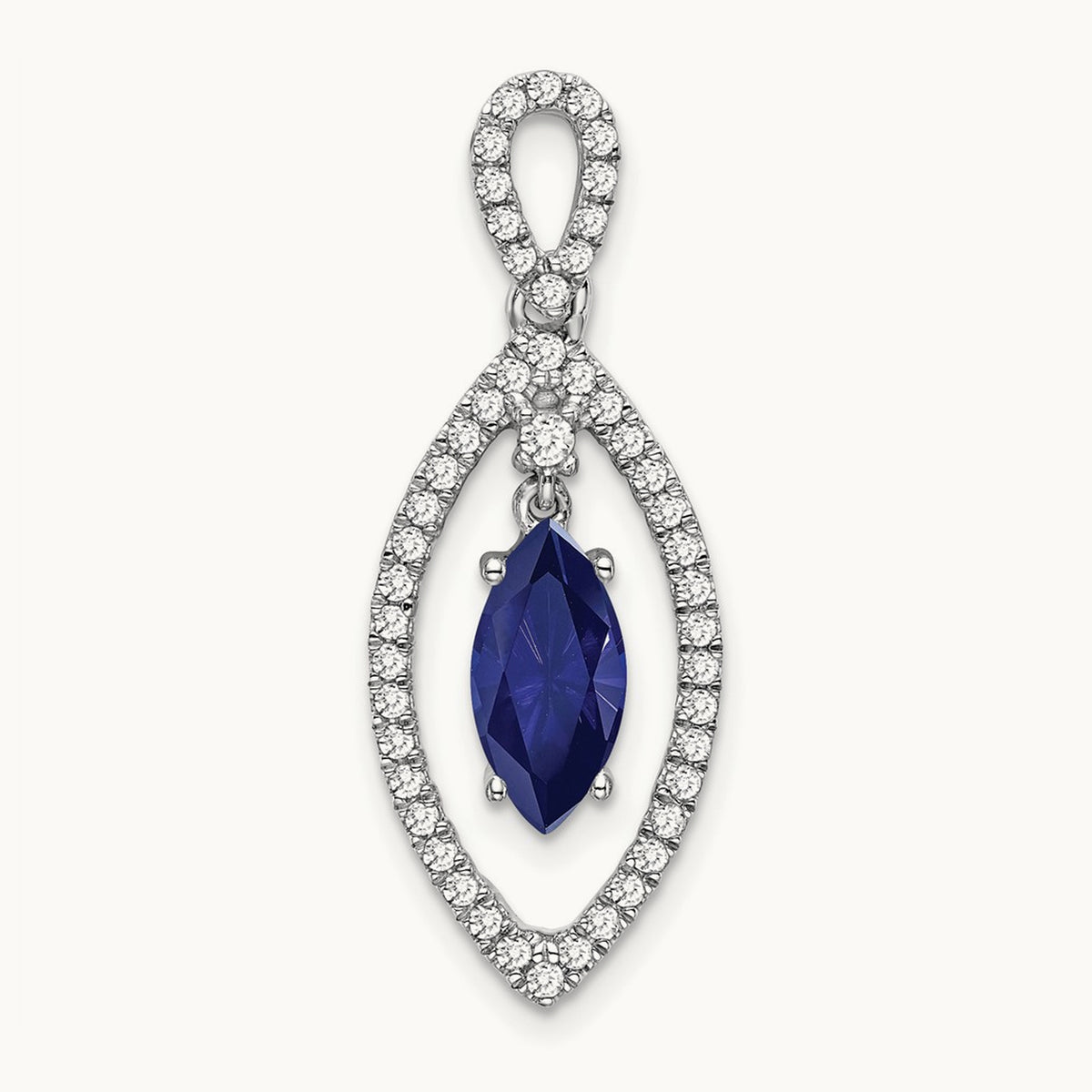 Created Blue Sapphire Chain Slide, 0.25 ct tw Lab-Grown Diamond