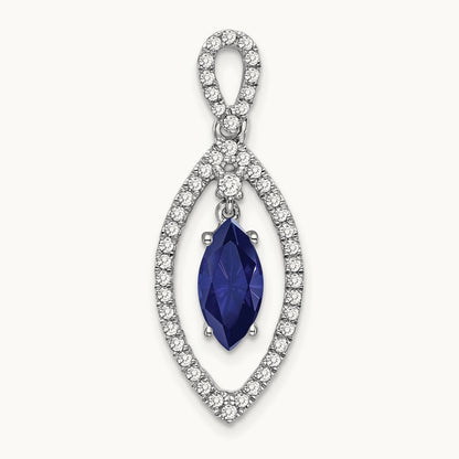 Created Blue Sapphire Chain Slide, 0.25 ct tw Lab-Grown Diamond