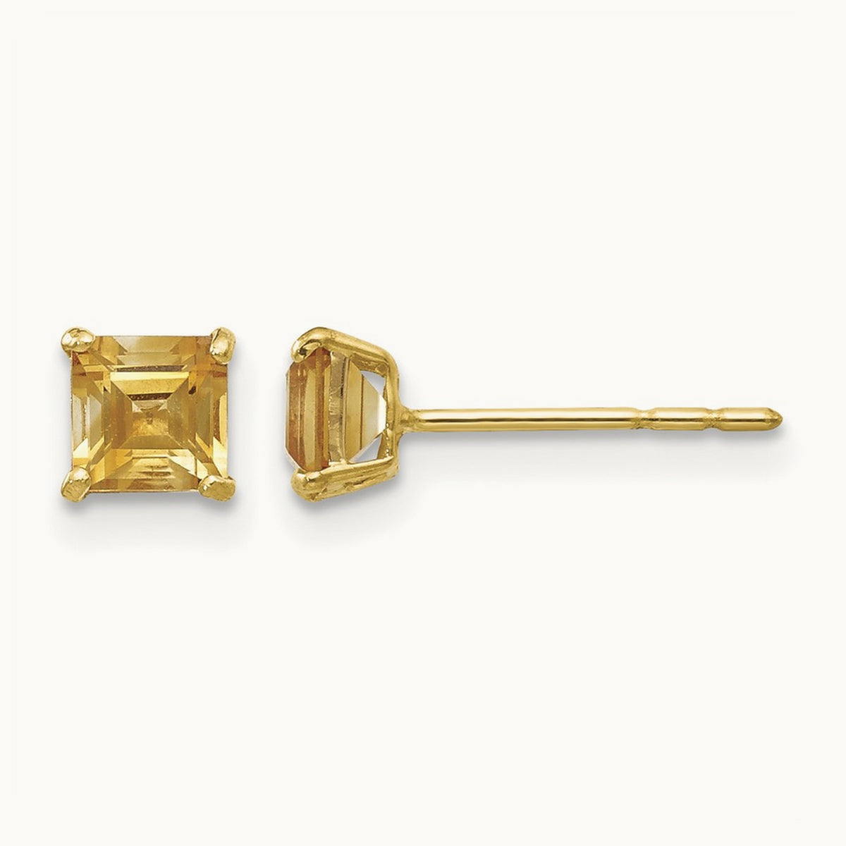 Madi K Citrine Square Post Earrings, 4mm, 14K