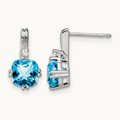Cushion Blue Topaz and Diamond Earrings — photo set