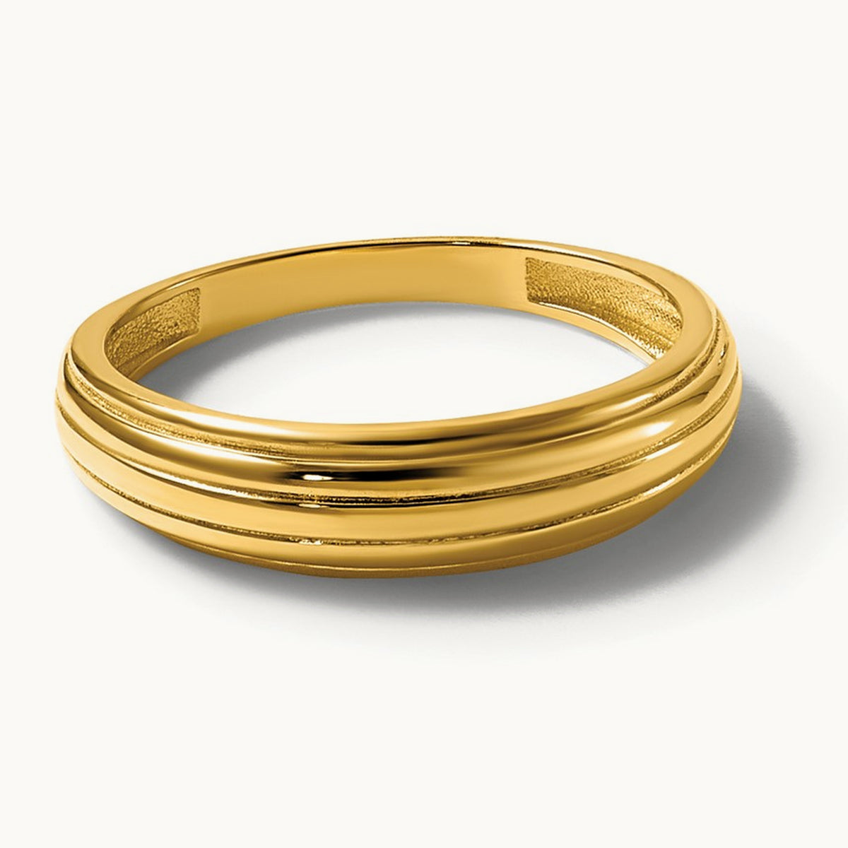 Polished Grooved Graduated Ring, 14K