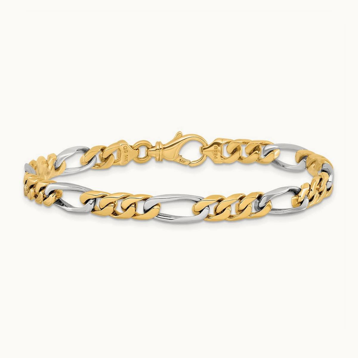 Hand-polished Fancy Link Bracelet, 6.3mm, 14K Two-tone