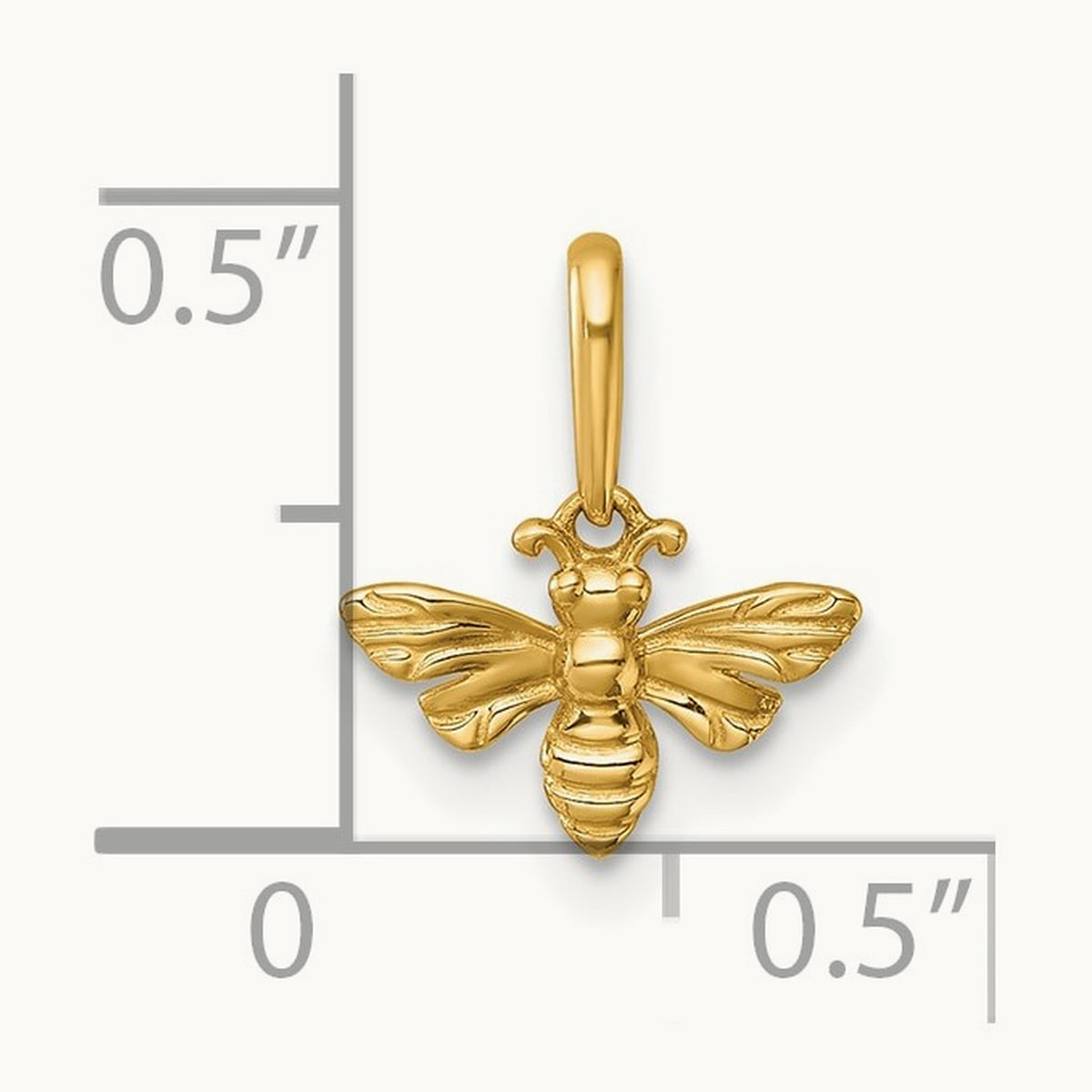 Polished Bee Pendant — 14K Yellow Gold, 12.3mm