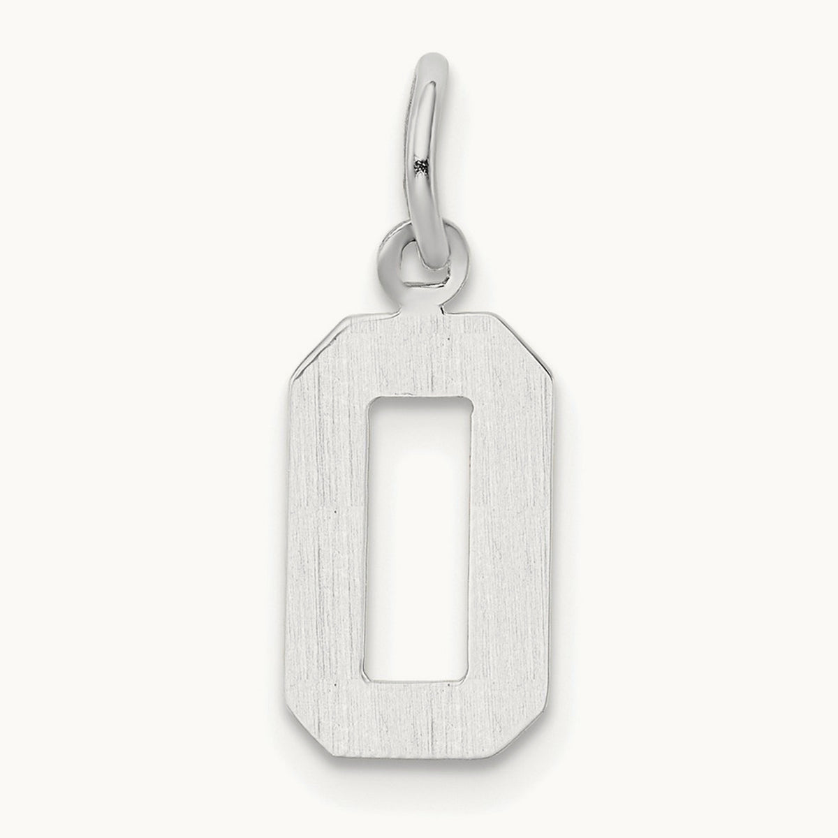 Small Polished Number 0 Charm — 14K White Gold