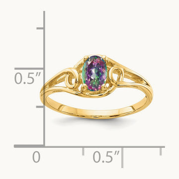 6x4mm Oval Fire Topaz ring, 14K