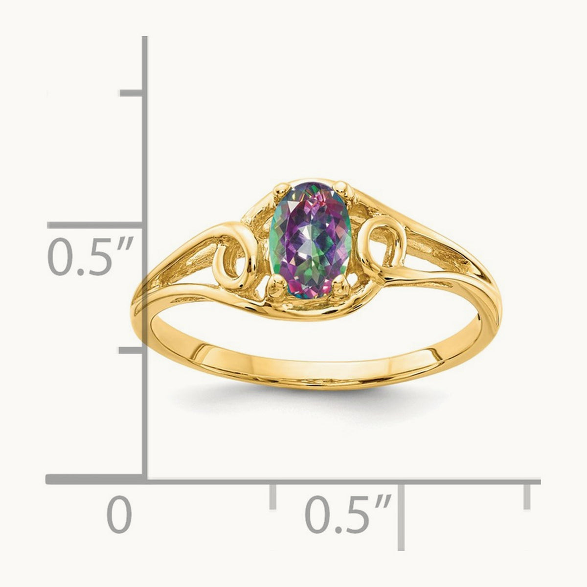 6x4mm Oval Fire Topaz ring, 14K