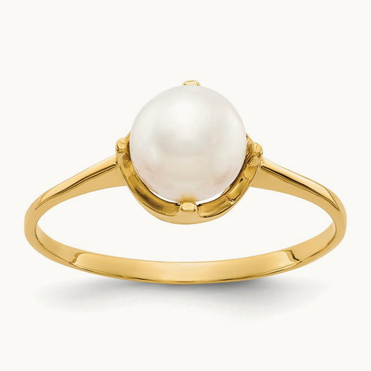 FW Cultured Pearl ring, 6.5mm, 14K
