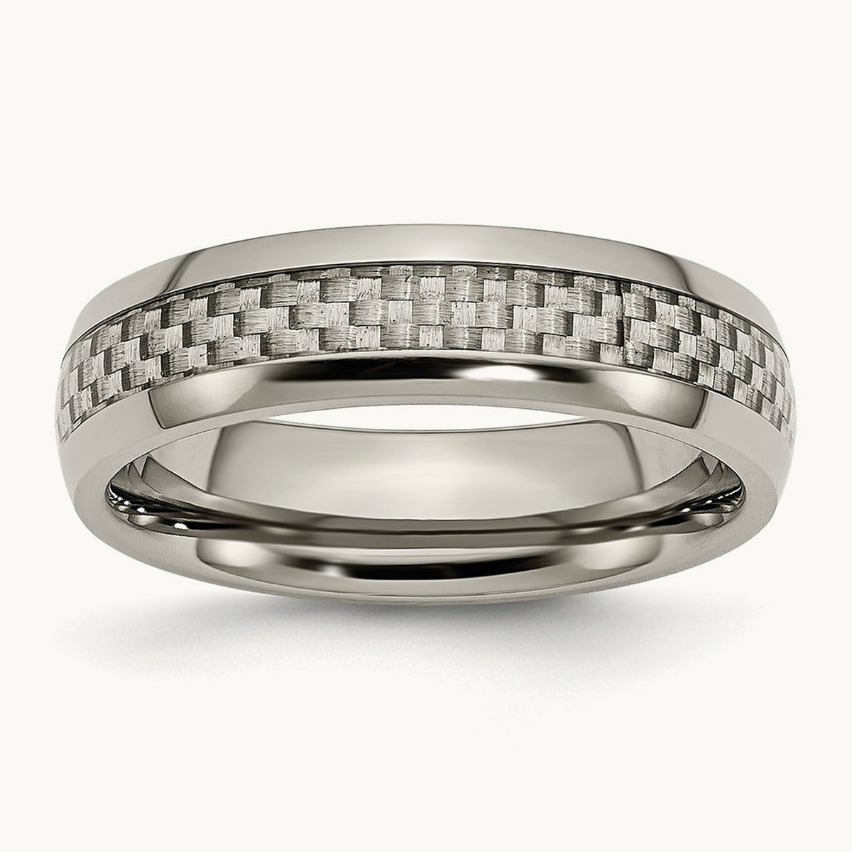 Titanium Polished Grey Carbon Fiber Inlay 6mm Band — photo set (2)