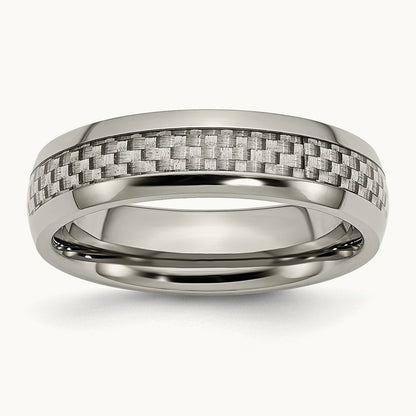 Titanium Polished Grey Carbon Fiber Inlay 6mm Band — photo set (2)