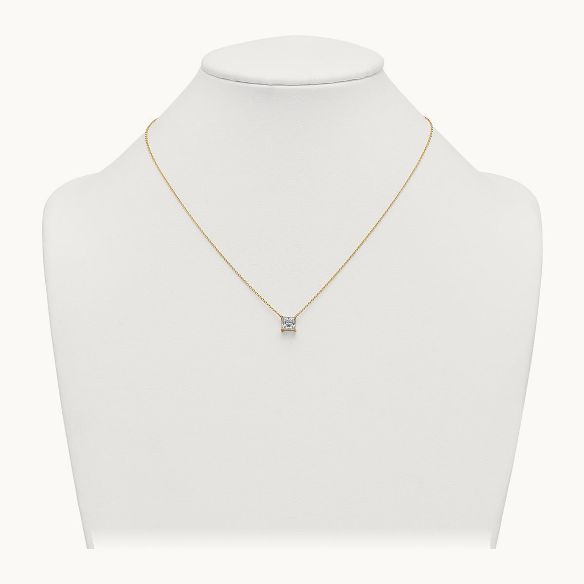 Princess Pendant Necklace, 0.25-4.00 ct tw Lab-Grown Diamond — 1 1/2 ct, 14K Yellow Gold