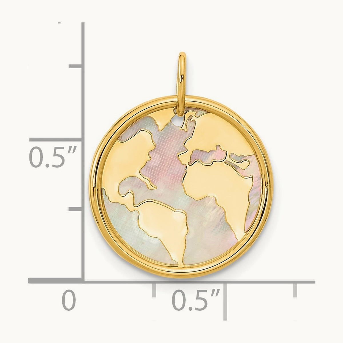 Polished Mother of Pearl Earth Pendant, 14K