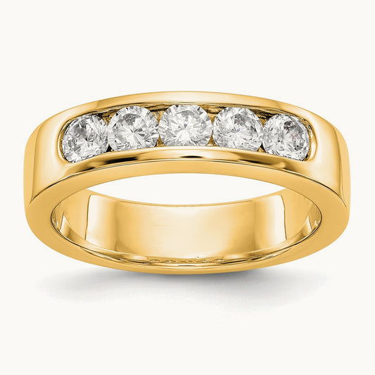 Setting: 5- Stone Closed Channel Band Mounting, 3.4mm, 14K Gold — 14K Yellow Gold