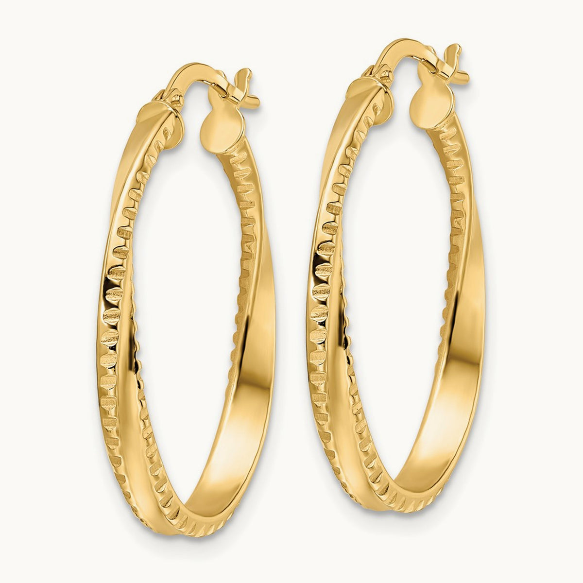 Polished Twisted Oval Hoop Earrings — 22mm