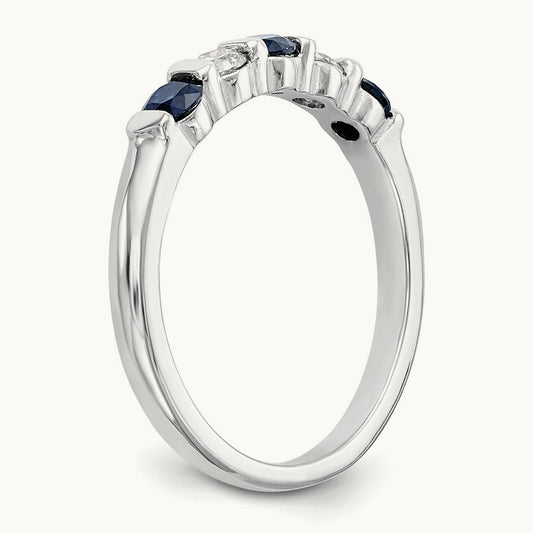 Diamond w/Sapphire Band, 14K White Gold