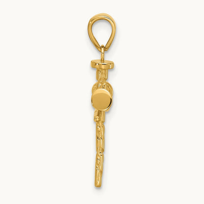 Polished and Textured Nails Cross Pendant — 26.5mm
