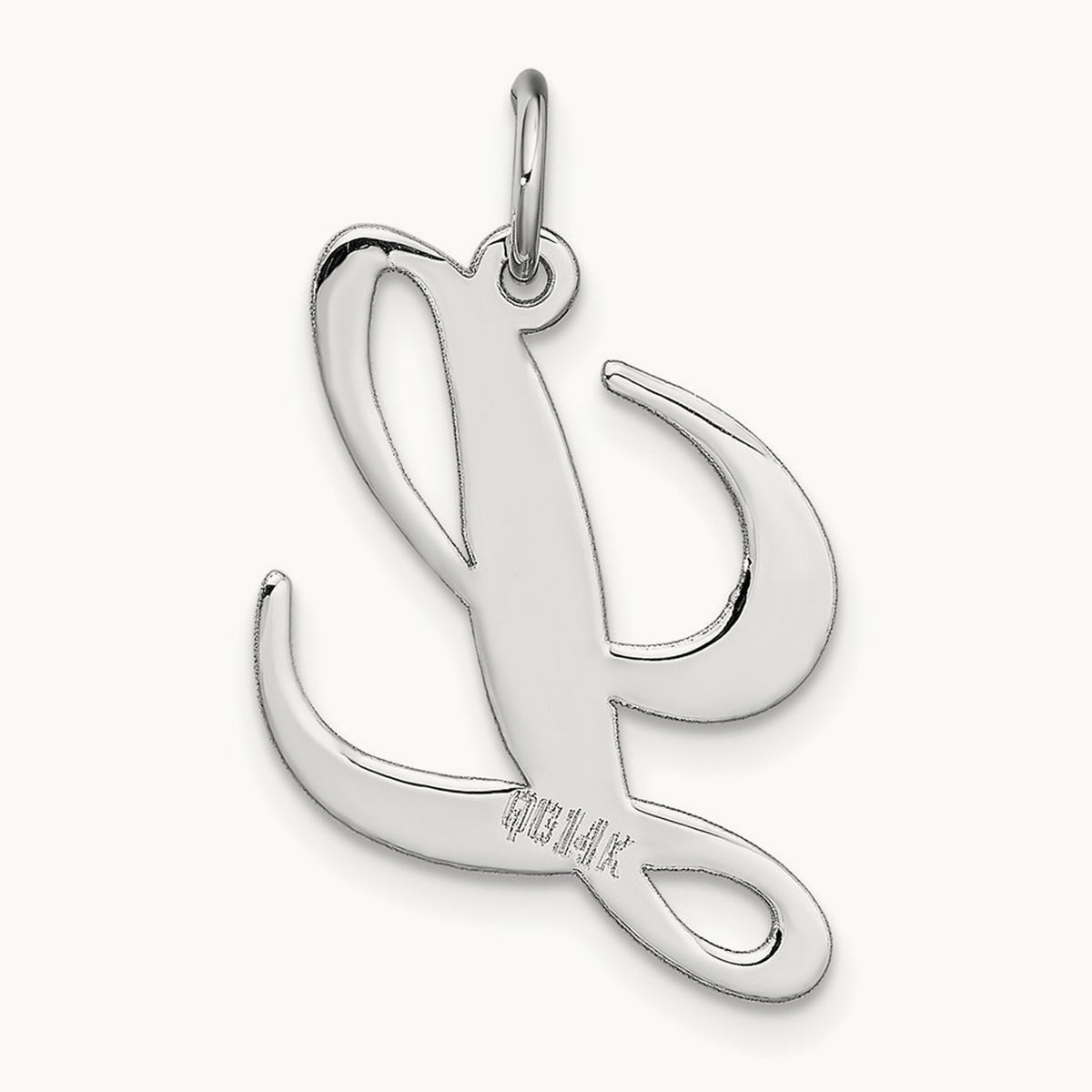 Large Fancy Script Initial Charm — 14K White Gold, L