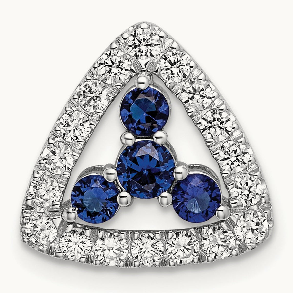 Created Blue Sapphire Chain Slide, 0.50 ct tw Lab-Grown Diamond — 14K White Gold