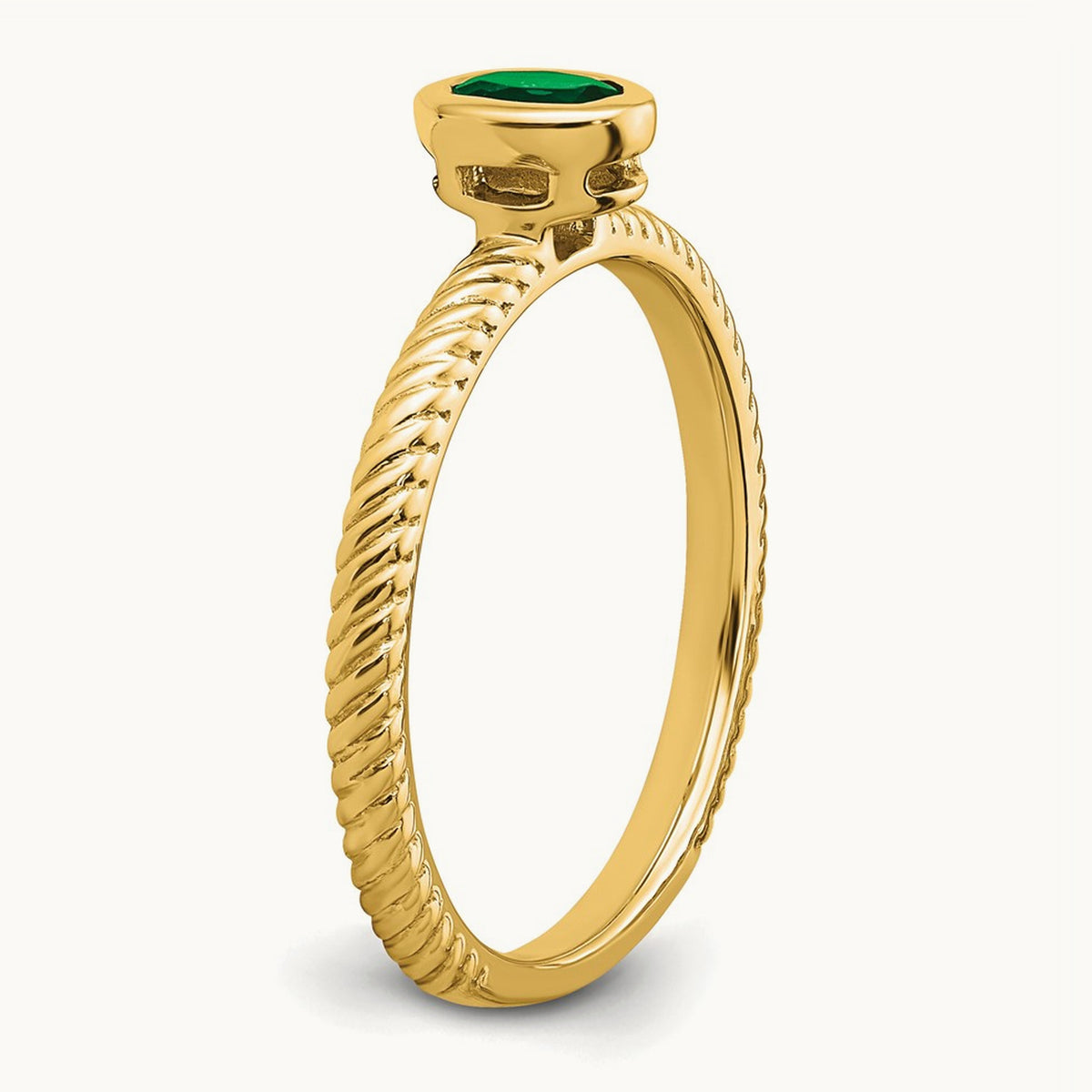 Oval Bezel Emerald Ring, 14K