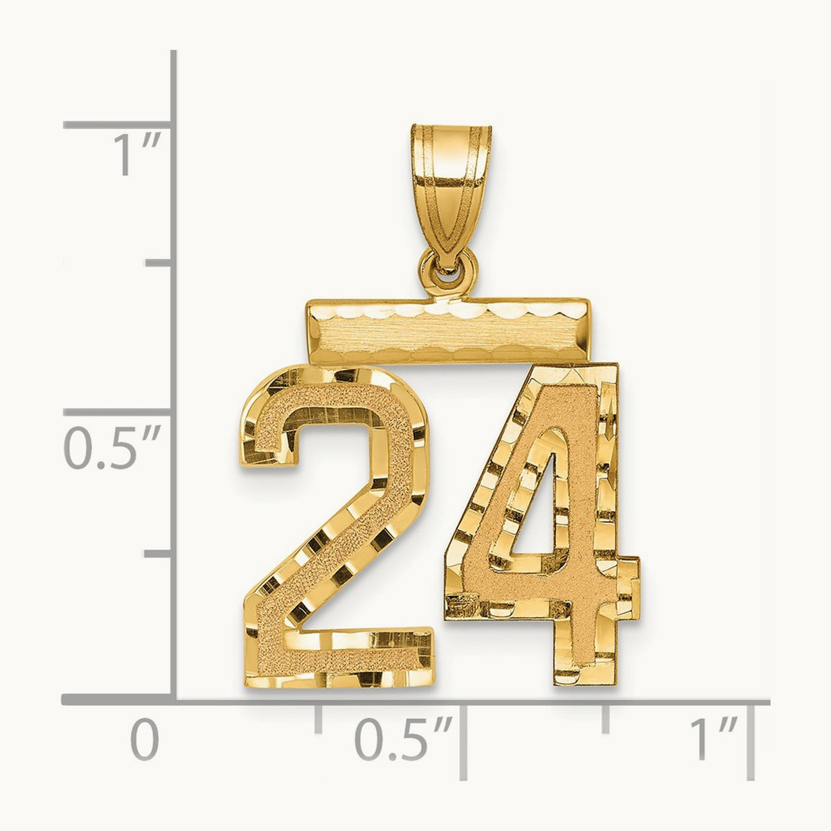 Medium Diamond-cut Number 24 Charm, 14K