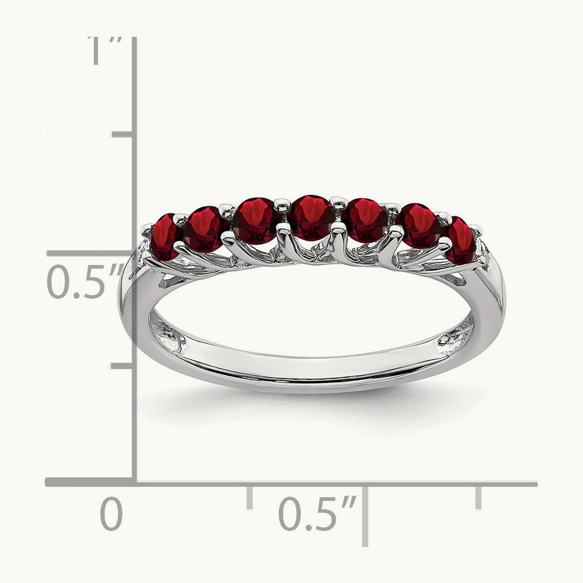 Garnet and Diamond 7-stone Ring — 14K White Gold