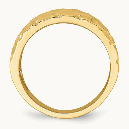 D/C Quilted Pattern Dome Ring, 14K
