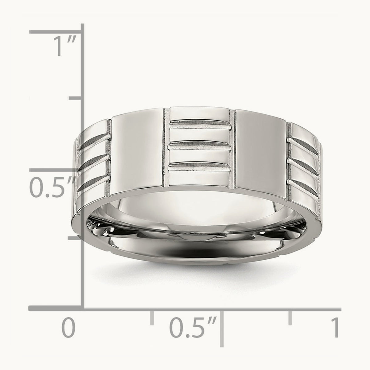 Brushed and Polished Grooved Band, 8mm, Titanium